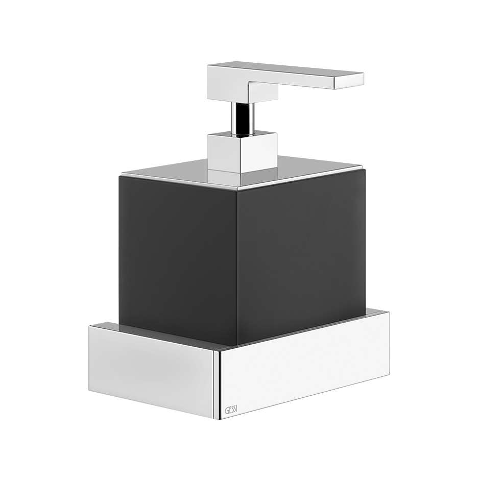 Dispenser portasapone a Muro Nero Cromo Rettangolo Gessi montato a parete, vista del design e della finitura