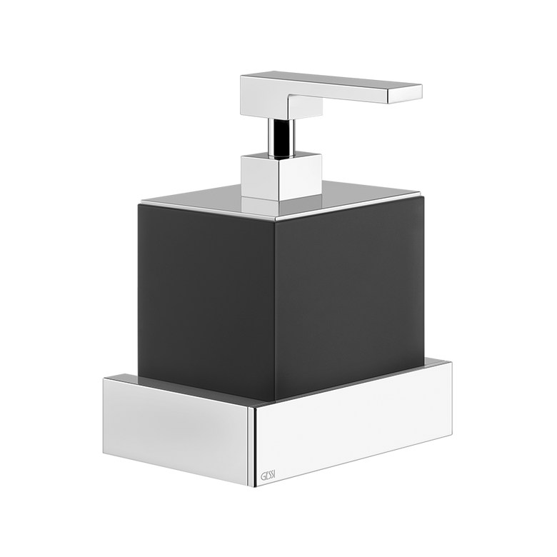 Dispenser portasapone a Muro Nero Cromo Rettangolo Gessi montato a parete, vista del design e della finitura
