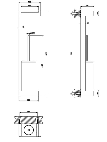 Colonna wc a parete portarotolo porta scopino Bianco Cromo Rettangolo 20867 Gessi