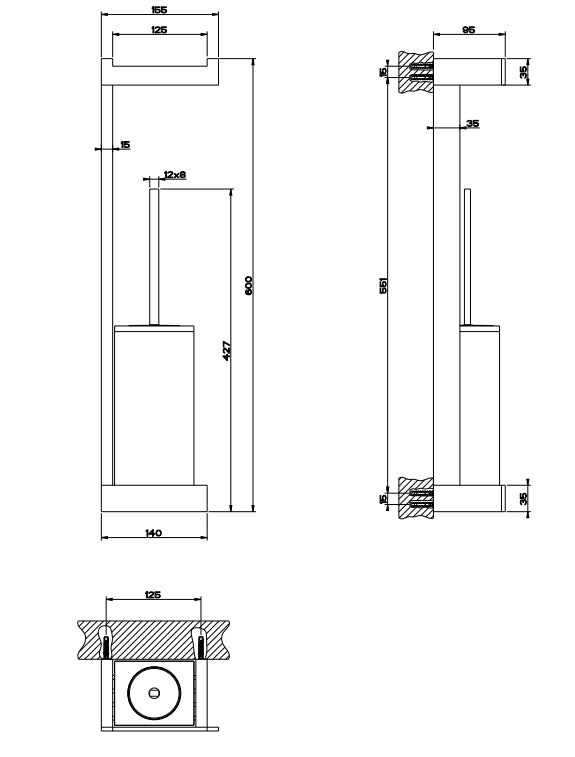 Colonna wc a parete portarotolo porta scopino Bianco Cromo Rettangolo 20867 Gessi
