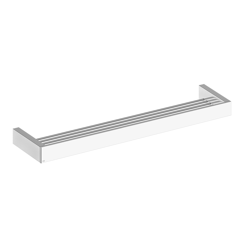 Mensola portaoggetti 60 cm rettangolare cromo Rettangolo installato in bagno moderno con ante in vetro temperato