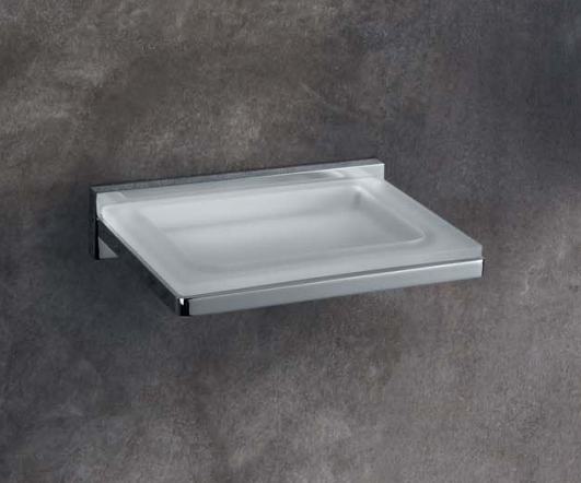 Colombo Look b1601 Porta Sapone a muro in vetro acidato in naturale montato a parete, vista del design e della finitura...