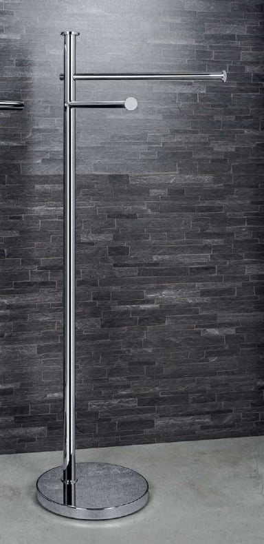 Colombo Plus W4936 Piantana portasciugamani doppio 32 cm a pavimento in ottone Cromo