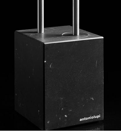 Porta Salviette Con Porta Rotolo E Porta Scopino in Acciaio Satinato e Base Nero Marquinia Bivio Combi2 Antonio Lupi