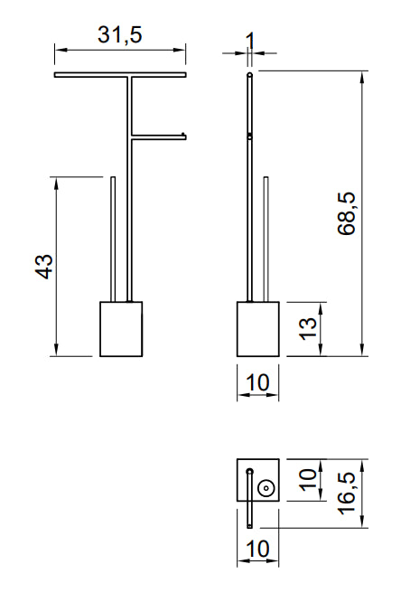 Porta Salviette Con Porta Rotolo E Porta Scopino in Acciaio Satinato e Base Nero Marquinia Bivio Combi2 Antonio Lupi