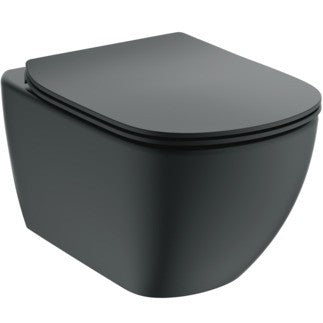 Ideal Standard Tesi Vaso Wc Sospeso Tecnologia Aquablade in opaco ambientato su piano bagno con accessori