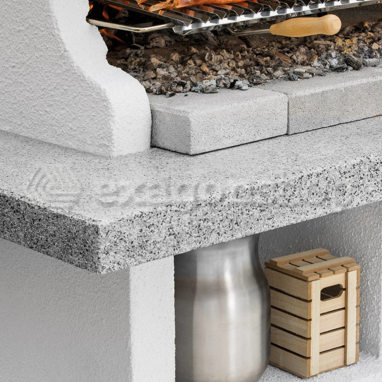 Schema tecnico di installazione di Palazzetti Pianosa barbecue a legna grezzo grill extralarge con canna fumaria