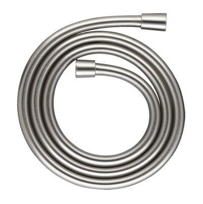Flessibile doccia 125 cm Satinox Hansgrohe Isiflex Satinato, vista frontale della maniglia e della bocca di erogazione