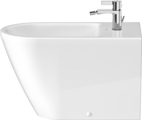 Bidet a Pavimento Monoforo in Ceramica Bianco D-Neo Duravit visto dall'alto con scarico e interno visibili