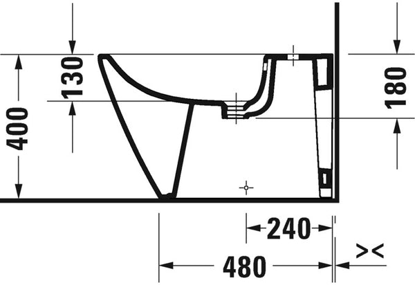 Bidet a Pavimento Monoforo in Ceramica Bianco D-Neo 229410 Duravit