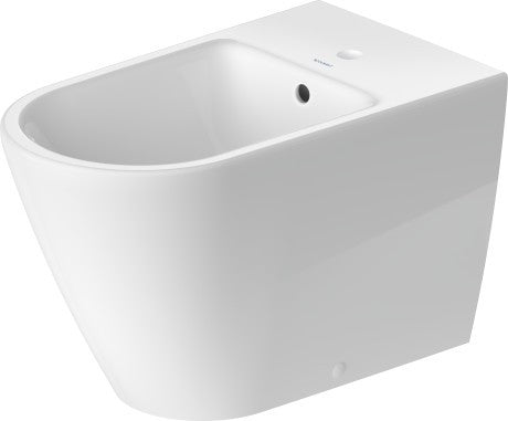 Bidet a Pavimento Monoforo in Ceramica Bianco D-Neo Duravit ambientato su piano bagno con accessori