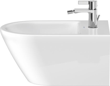 Bidet Sospeso Monoforo Con Troppo Pieno In Ceramica Bianco, vista laterale del profilo e della forma