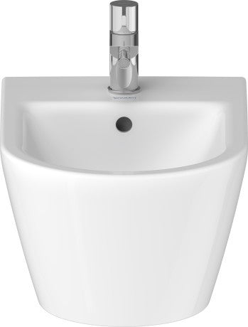 Bidet Sospeso Monoforo Con Troppo Pieno In Ceramica Bianco, vista frontale su sfondo bianco