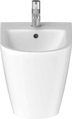 Bidet a Pavimento Filo Parete Monoforo in Ceramica Bianco, vista frontale su sfondo bianco