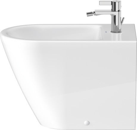 Bidet a Pavimento Filo Parete Monoforo in Ceramica Bianco, vista laterale del profilo e della forma