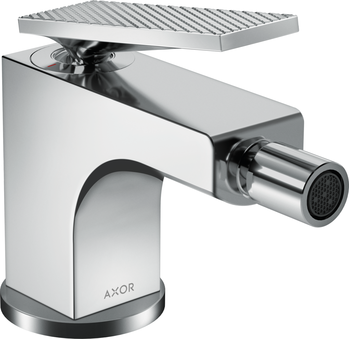 Hansgrohe Axor Citterio Miscelatore bidet con piletta Cromo, dettaglio ravvicinato della finitura e del marchio