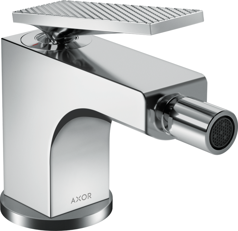 Hansgrohe Axor Citterio Miscelatore bidet con piletta Cromo, dettaglio ravvicinato della finitura e del marchio