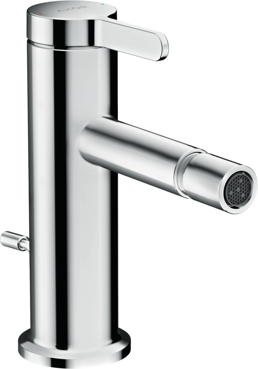Axor One Miscelatore bidet Con Saltarello Cromo, dettaglio ravvicinato della finitura e del marchio - Hansgrohe