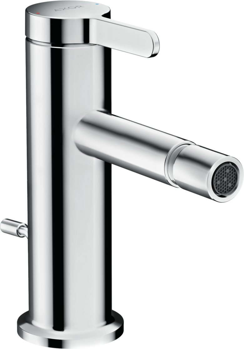 Axor One Miscelatore bidet Con Saltarello Cromo, dettaglio ravvicinato della finitura e del marchio - Hansgrohe