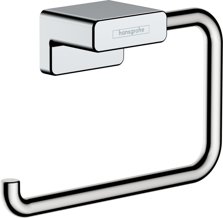 Porta Rotolo a muro Senza Copertura Cromo Hansgrohe montato a parete, vista del design e della finitura