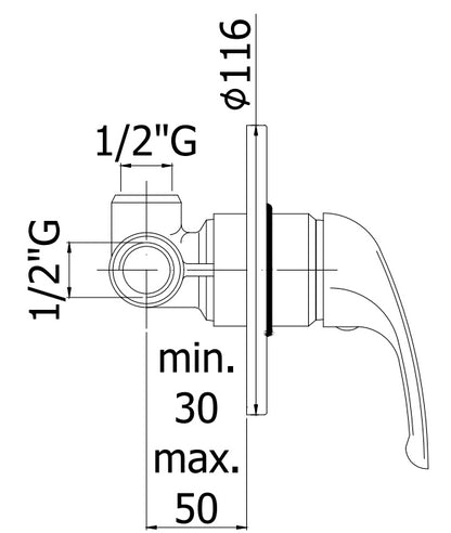 Paffoni Apollo 3 Apm3010 Miscelatore Incasso Doccia 1 Uscita Senza Deviatore con piastra 11,6 cm Cromo