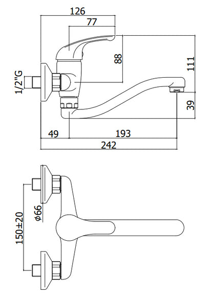 Paffoni Apollo 3 Apm3161 Miscelatore Lavello A Muro Con Canna 19 cm Orientabile Cromo