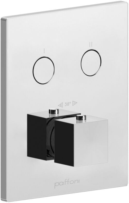 Paffoni Compact Box Cpt518cr set Esterno doccia 2 funzioni, dettaglio ravvicinato della finitura e del marchio