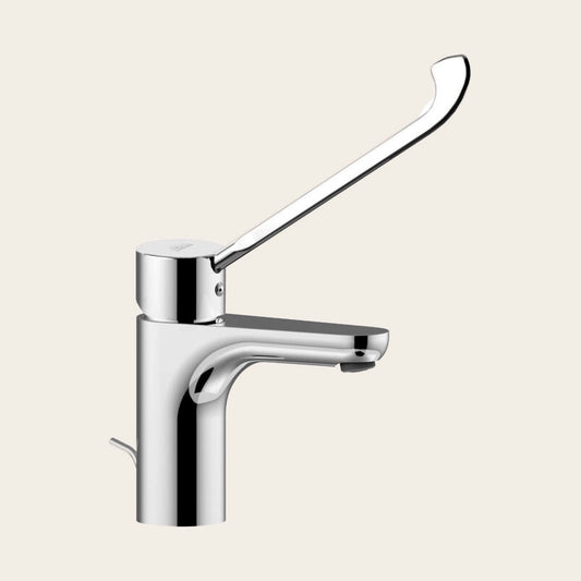 Paffoni Green Gr305 Miscelatore Lavabo Con Leva Clinica E ambientato su piano bagno con accessori
