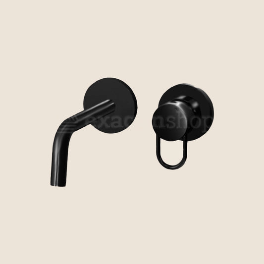 Paffoni Joker JK006NO70 Miscelatore lavabo Incasso Nero ambientato su piano bagno con accessori