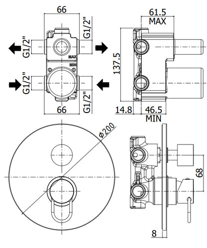 Paffoni Joker Jk018 Miscelatore doccia Incasso con Deviatore e 2 Uscite Cromo