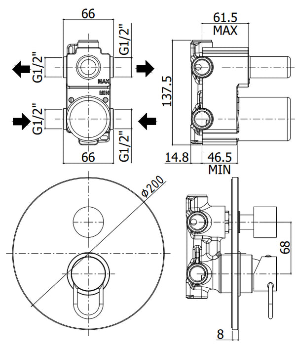 Paffoni Joker Jk018 Miscelatore doccia Incasso con Deviatore e 2 Uscite Cromo