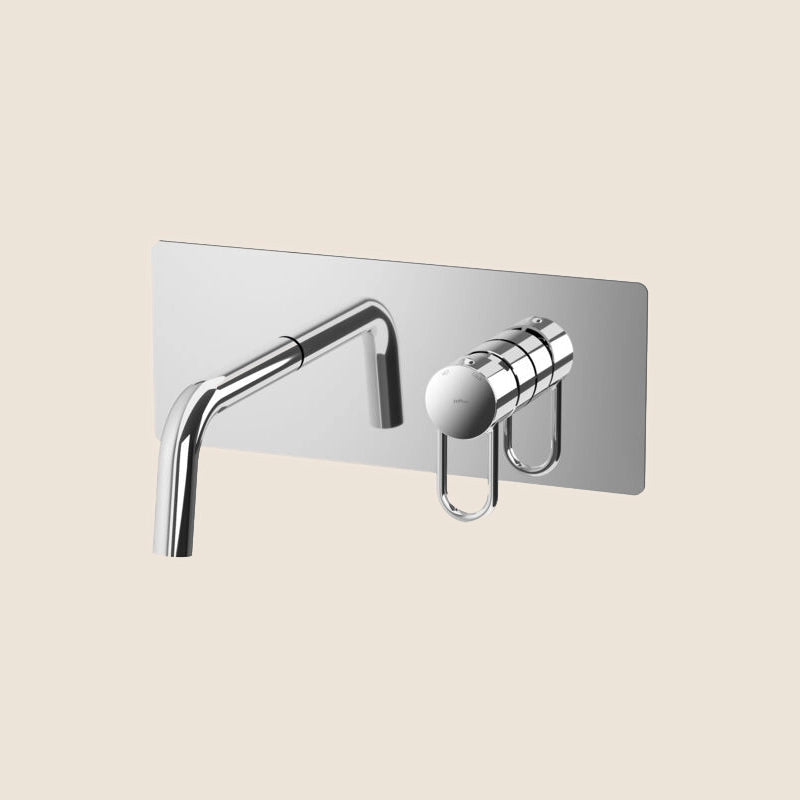 Paffoni Joker Jk104 Miscelatore lavabo Incasso 2 Fori cromo ambientato su piano bagno con accessori