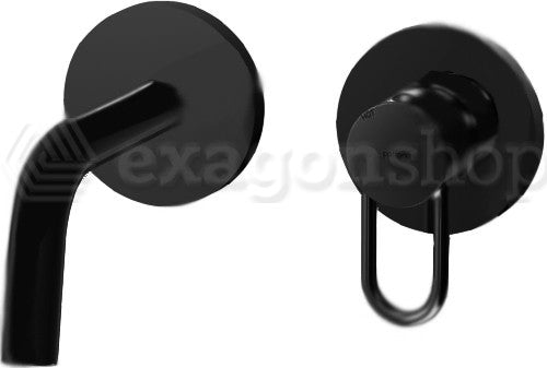 Paffoni Joker Jk104no70 Miscelatore lavabo Incasso 2 Fori 2 Piastre 70x70 Bocca 123 mm Nero Opaco