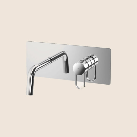 Paffoni Joker Jk105 Miscelatore lavabo Incasso 2 Fori Cromo ambientato su piano bagno con accessori