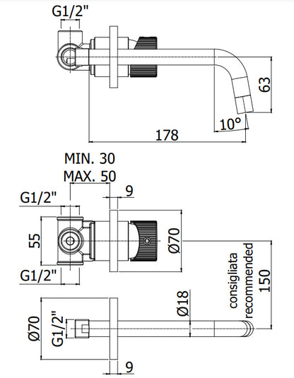 Paffoni Jo Jo007no70 Miscelatore Lavabo Ad Incasso Nero Opaco