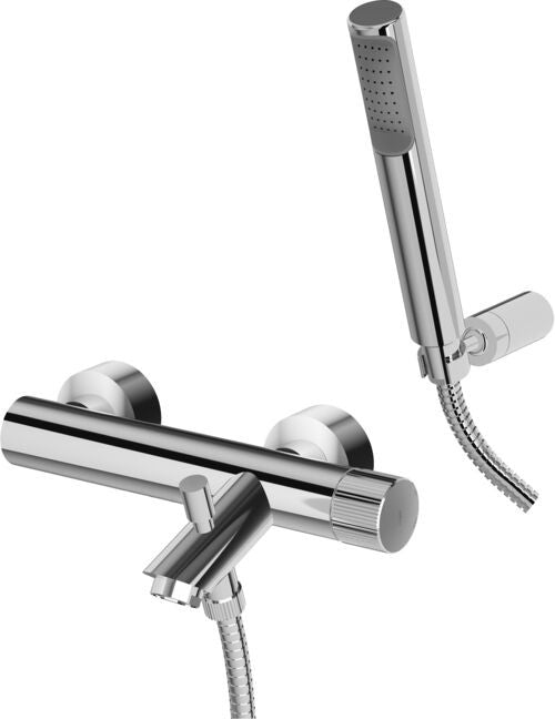 Paffoni Jo Jo026cr Miscelatore Vasca con doccetta Cromo ambientato in box doccia con pareti in vetro