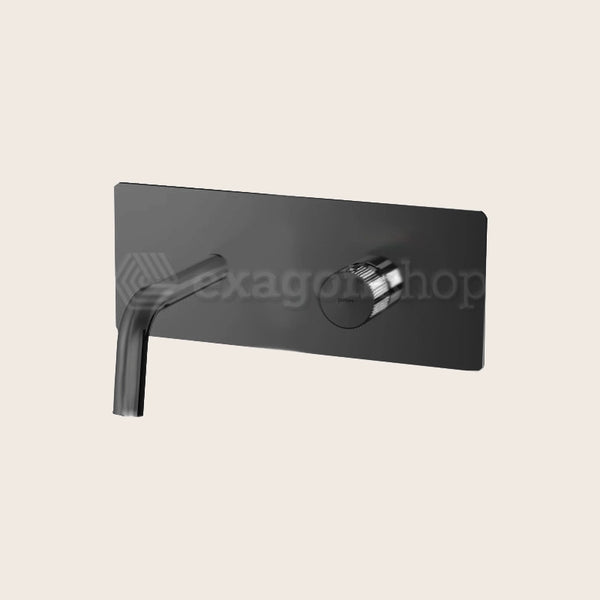 Paffoni Jo Jo104no Miscelatore lavabo Incasso 123 mm Nero ambientato su piano bagno con accessori