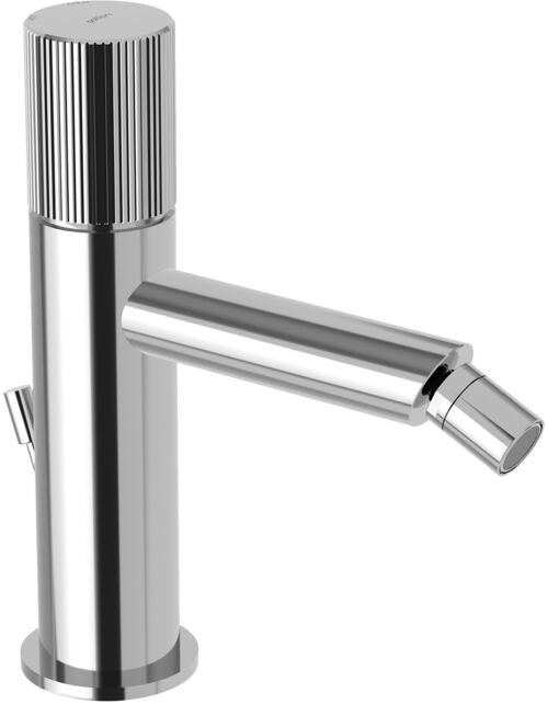 Paffoni Jo Jo135cr Miscelatore Bidet con scarico automatico, dettaglio ravvicinato della finitura e del marchio