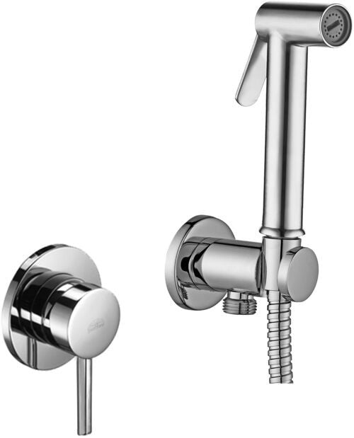 Paffoni doccetta bidet con Miscelatore e Flessibile Corpo, dettaglio ravvicinato della finitura e del marchio