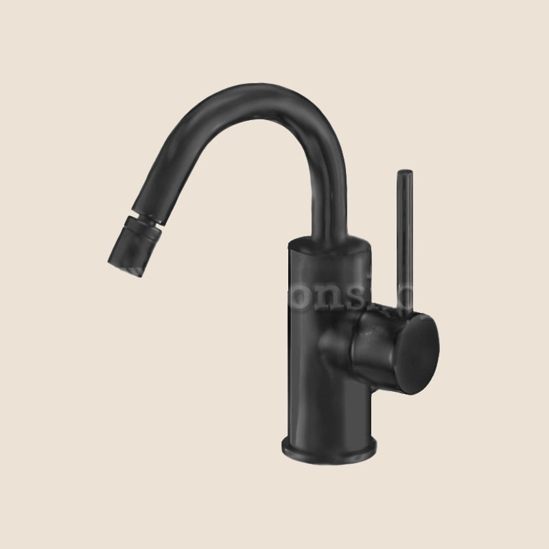 Paffoni Light Lig138no Miscelatore Bidet Senza Piletta Nero in opaco, vista frontale della maniglia e della bocca di...