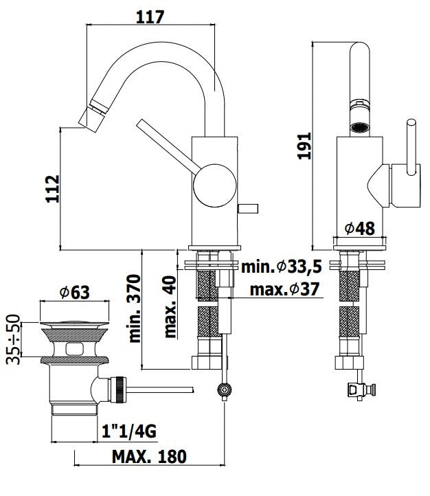 Paffoni Light Lig138st Miscelatore Bidet Girevole Senza, componenti inclusi smontati: corpo incasso, placca e rosone