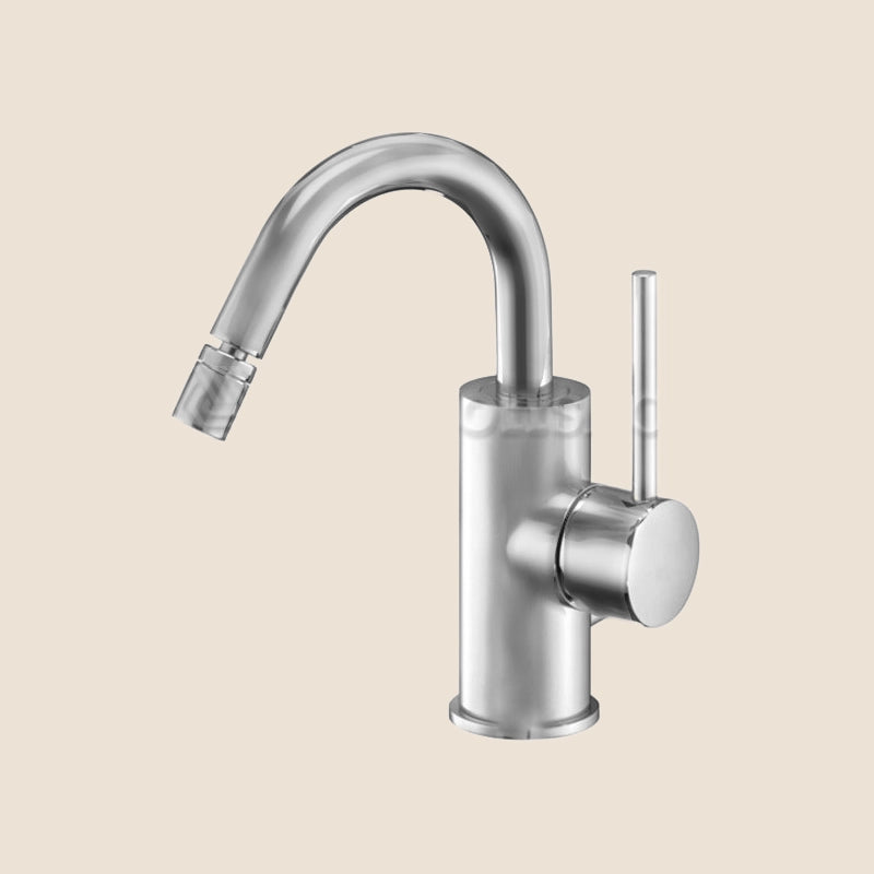 Paffoni Light Lig138st Miscelatore Bidet Girevole Senza in acciaio inox, vista frontale della maniglia e della bocca di...