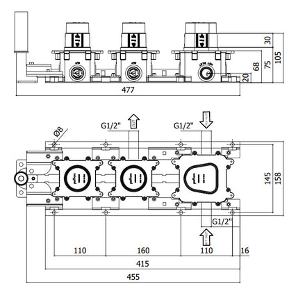 Paffoni Modular box Mdbox000 Corpo Incasso Termostatico Incasso Doccia Vasca 2 Funzioni Con raccordo set doccia