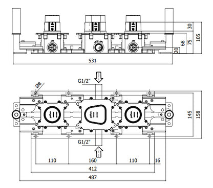 Paffoni Modular Box Mdbox001 Corpo Incasso Termostatico Incasso Doccia Vasca 2 Funzioni Con raccordo doccia