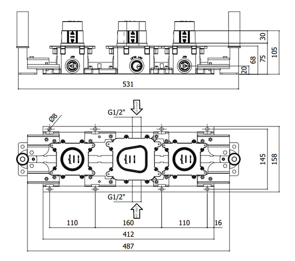 Paffoni Modular Box Mdbox001 Corpo Incasso Termostatico Incasso Doccia Vasca 2 Funzioni Con raccordo doccia