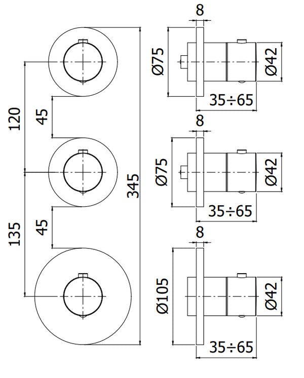 Paffoni Modular Box Mde018cr Set Esterno doccia Termostatico ad Incasso 2 Funzioni Senza Parte Incasso Cromo