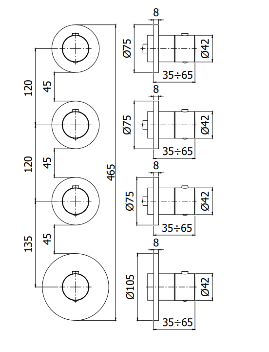 Paffoni Modular Box Mde019cr Set Esterno doccia, componenti inclusi smontati: corpo incasso, placca e rosone