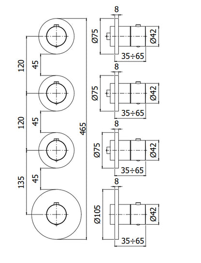 Paffoni Modular Box Mde019cr Set Esterno doccia Termostatico ad Incasso 3 Funzioni Senza Parte Incasso Cromo