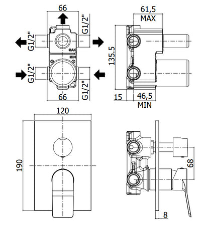 Paffoni Tilt Ti019cr Miscelatore doccia Incasso con Deviatore Con 3 Uscite Cromo