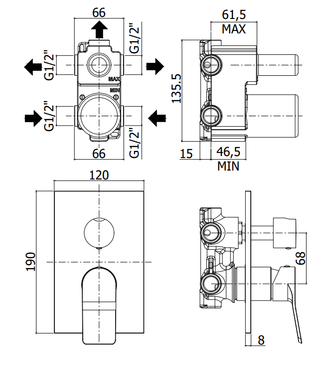 Paffoni Tilt Ti019cr Miscelatore doccia Incasso con, componenti inclusi smontati: corpo incasso, placca e rosone